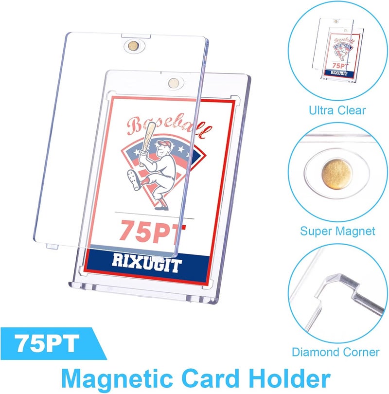 RIXUGIT 20-Pack One Touch Magnetic Card-Holder - 75pt Card Magnetic Case, Magnet Card Holder for Baseball, Football, Basketball, Hockey, Gaming Sports Cards, Trading Cards Collectibles Safe Storage - Image 3